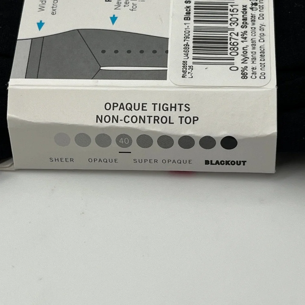 HUE Opaque Tights Women Size 1 Black Non-Control Top Perfit Technology